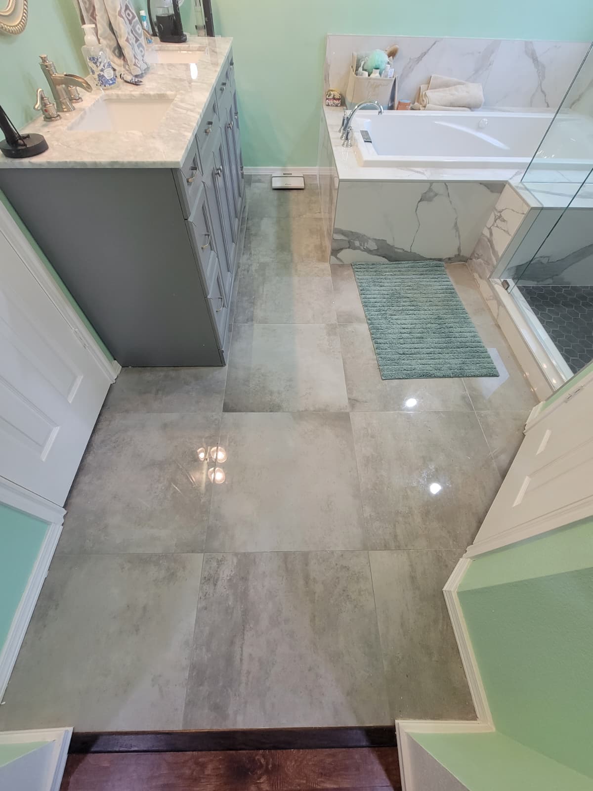 Completed full bathroom remodel view 1